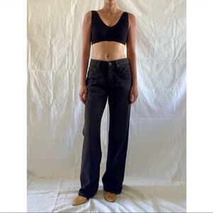 Massimo Dutti Dark Brown Mid Rise Wide Pants